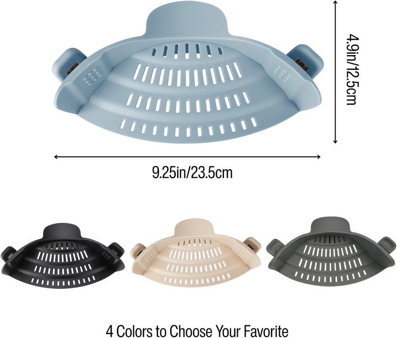 Emptycolor Silicone Pot Strainer, Adjustable Clip On Strainer for Pots Pans, Heat Resistant Pot Drainer, Kitchen Pasta Colander for Vegetables and Noodles (Blue) - Image 2